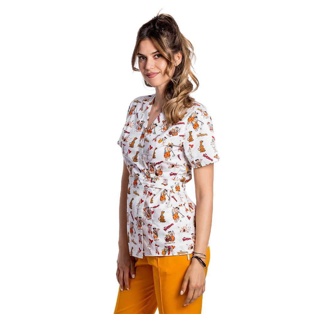 Halat medical kimono Flintstone cu doua buzunare aplicate 4